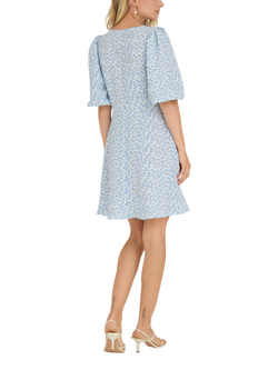 A-VIEW Gino Floral Flared Mini Dress, Blue/White - view 2, Blue/White