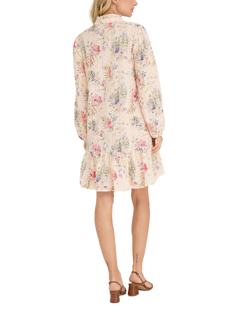 Product image 2 of 6, which shows A-VIEW Grete Floral Embroidered Mini Dress, Sand/Dusty Green, 8