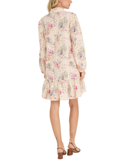 A-VIEW Grete Floral Embroidered Mini Dress, Sand/Dusty Green - view 2, Sand/Dusty Green