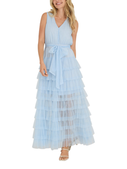 A-VIEW Miranda Layered Maxi Dress, Light Blue, Light Blue