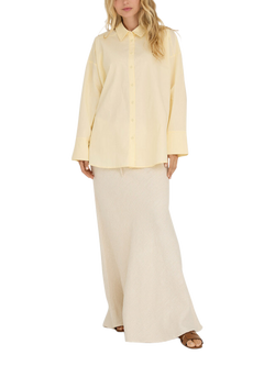 A-VIEW Magnolia Cotton Pleat Back Shirt, Light Yellow, Light Yellow
