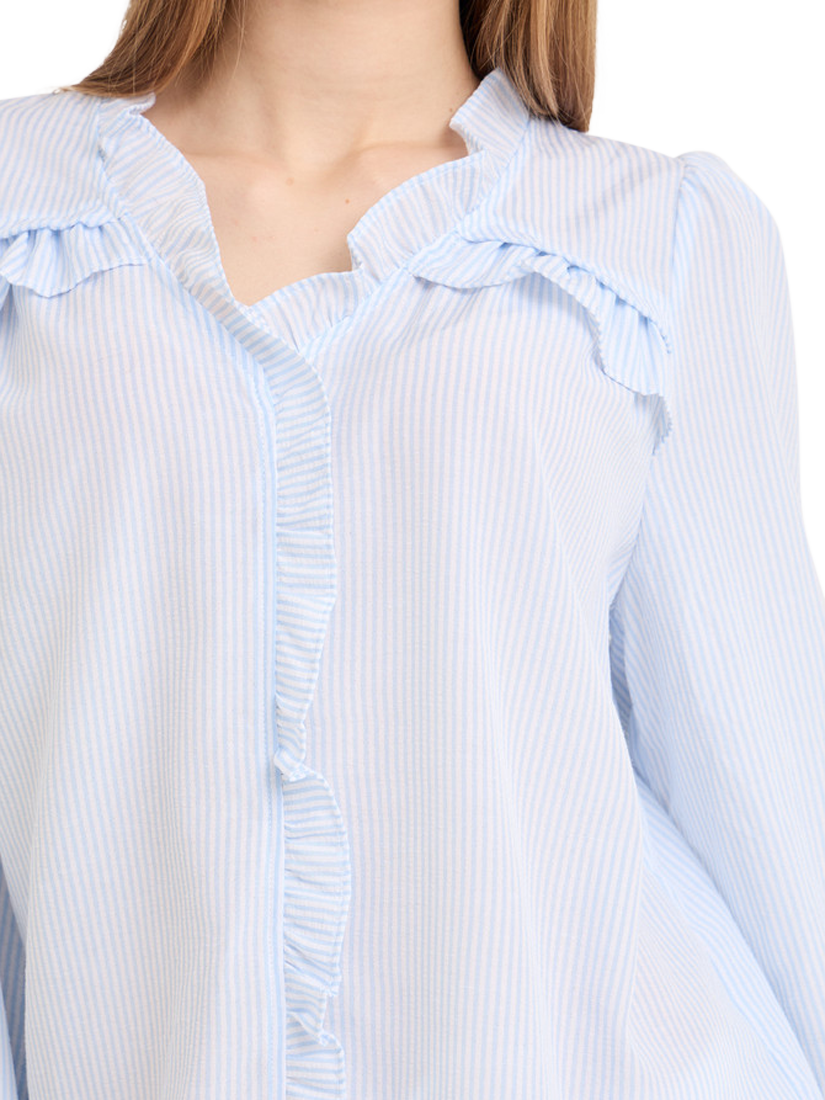 Product image 3 of 5, which shows A-VIEW Sonja Stripe Frill Shirt, Blue/White, 8