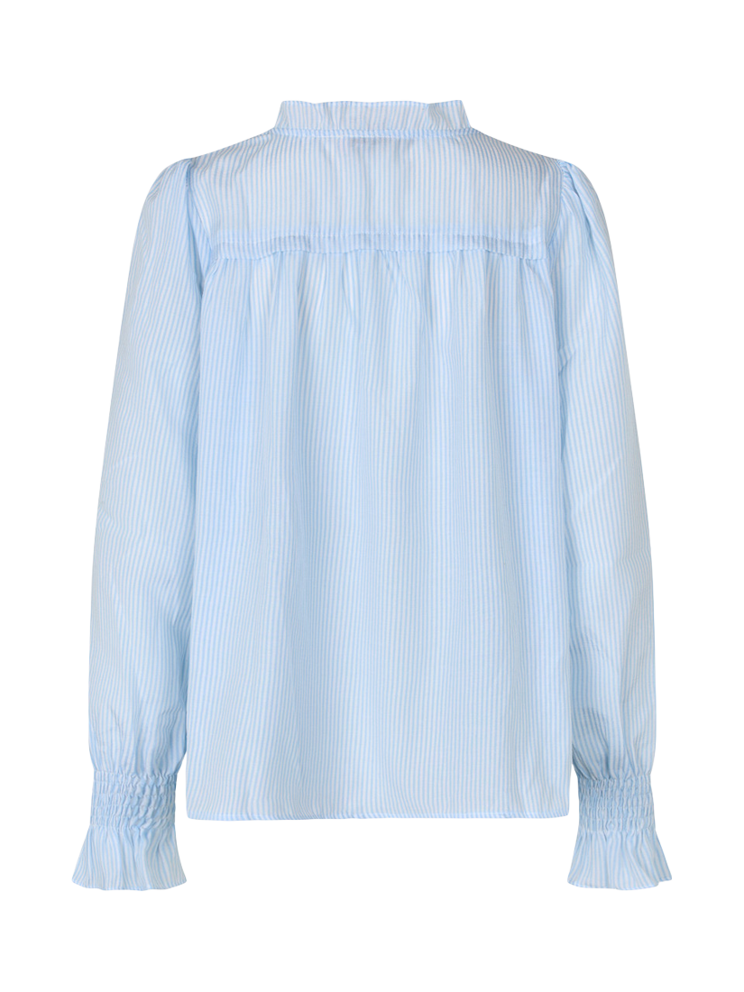 Product image 5 of 5, which shows A-VIEW Sonja Stripe Frill Shirt, Blue/White, 8