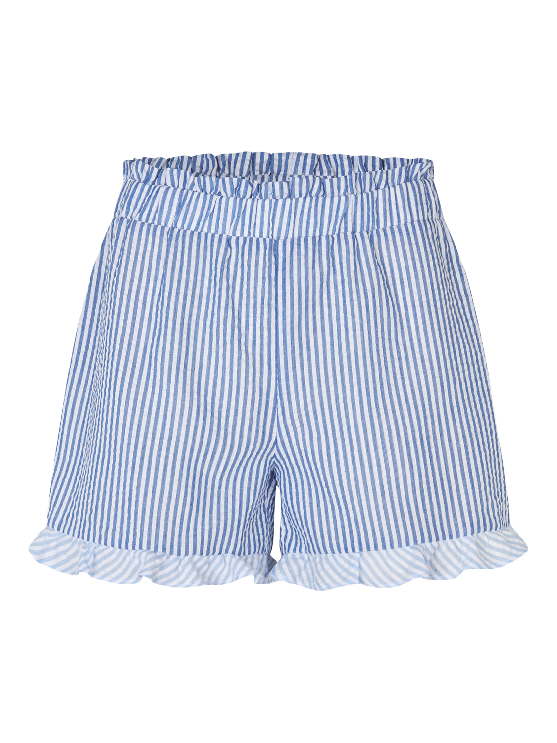 Product image 4 of 5, which shows A-VIEW Salvador Stripe Ruffle High Waisted Shorts, Navy/White, 12