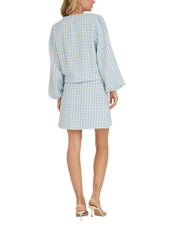 A-VIEW Liberta Check Mini Skirt, White/Blue - view 2, White/Blue