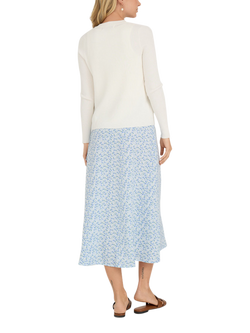 A-VIEW Peony Floral Flared Wrap Midi Skirt, Blue/White - view 2, Blue/White