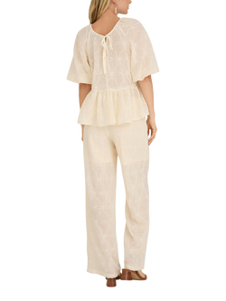 A-VIEW Beate Lace Weave Wide Leg Trousers, Light Sand - view 2, Light Sand
