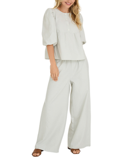 A-VIEW Betty Stripe Wide Leg Trousers, Dusty Mint, Dusty Mint