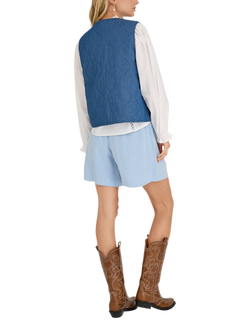 A-VIEW Kamma Quilted Waistcoat, Denim Blue - view 2, Denim Blue