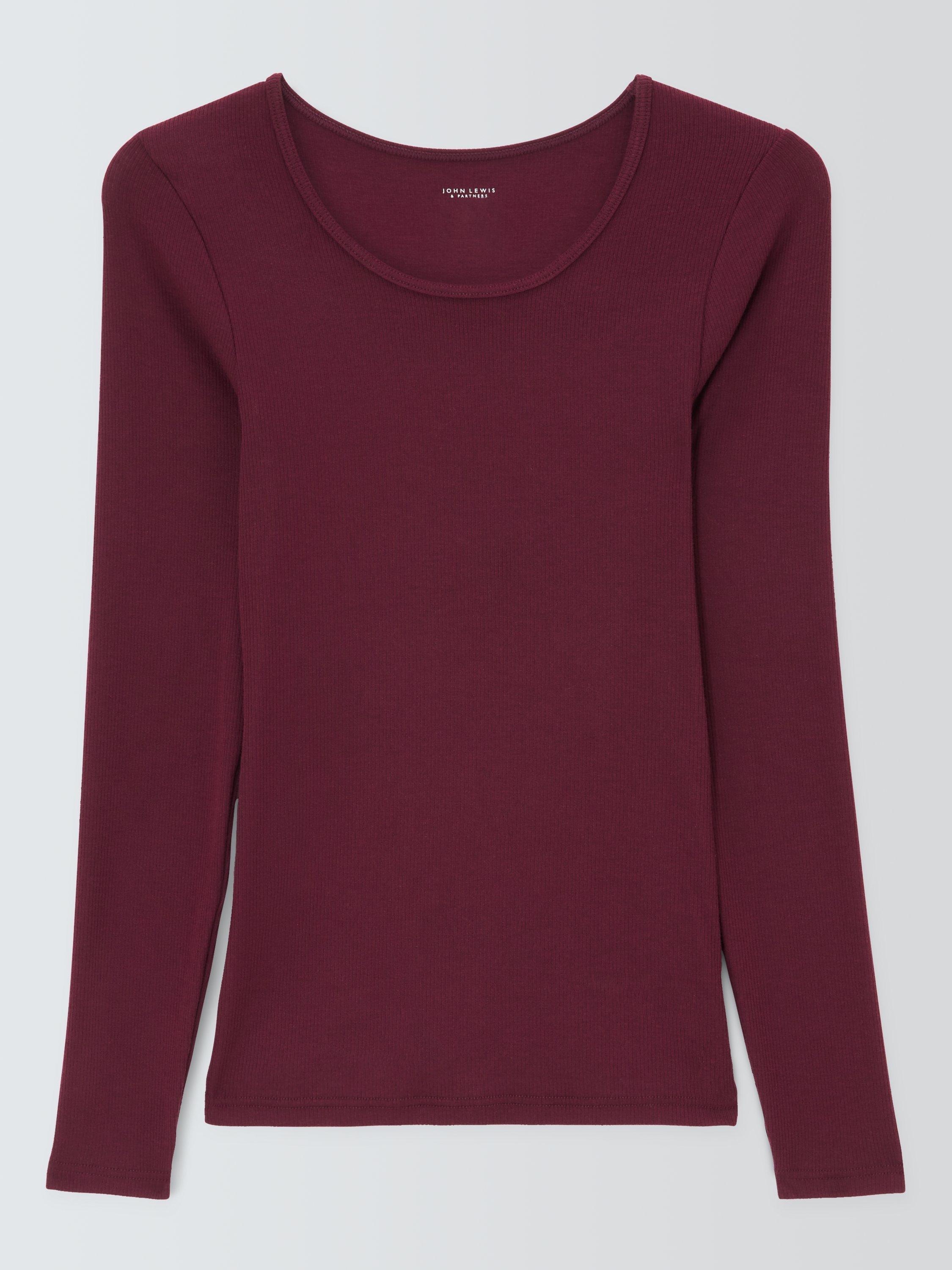Product image 3 of 5, which shows John Lewis Heat Generating Ribbed Long Sleeve Thermal Top, Fig, 8-10