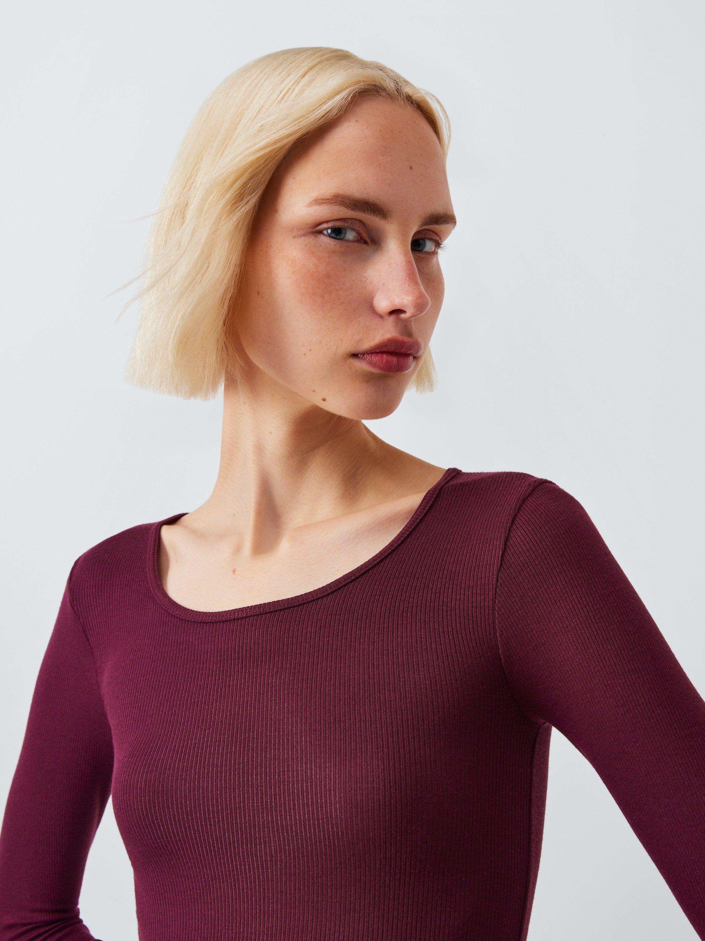 Product image 4 of 5, which shows John Lewis Heat Generating Ribbed Long Sleeve Thermal Top, Fig, 8-10