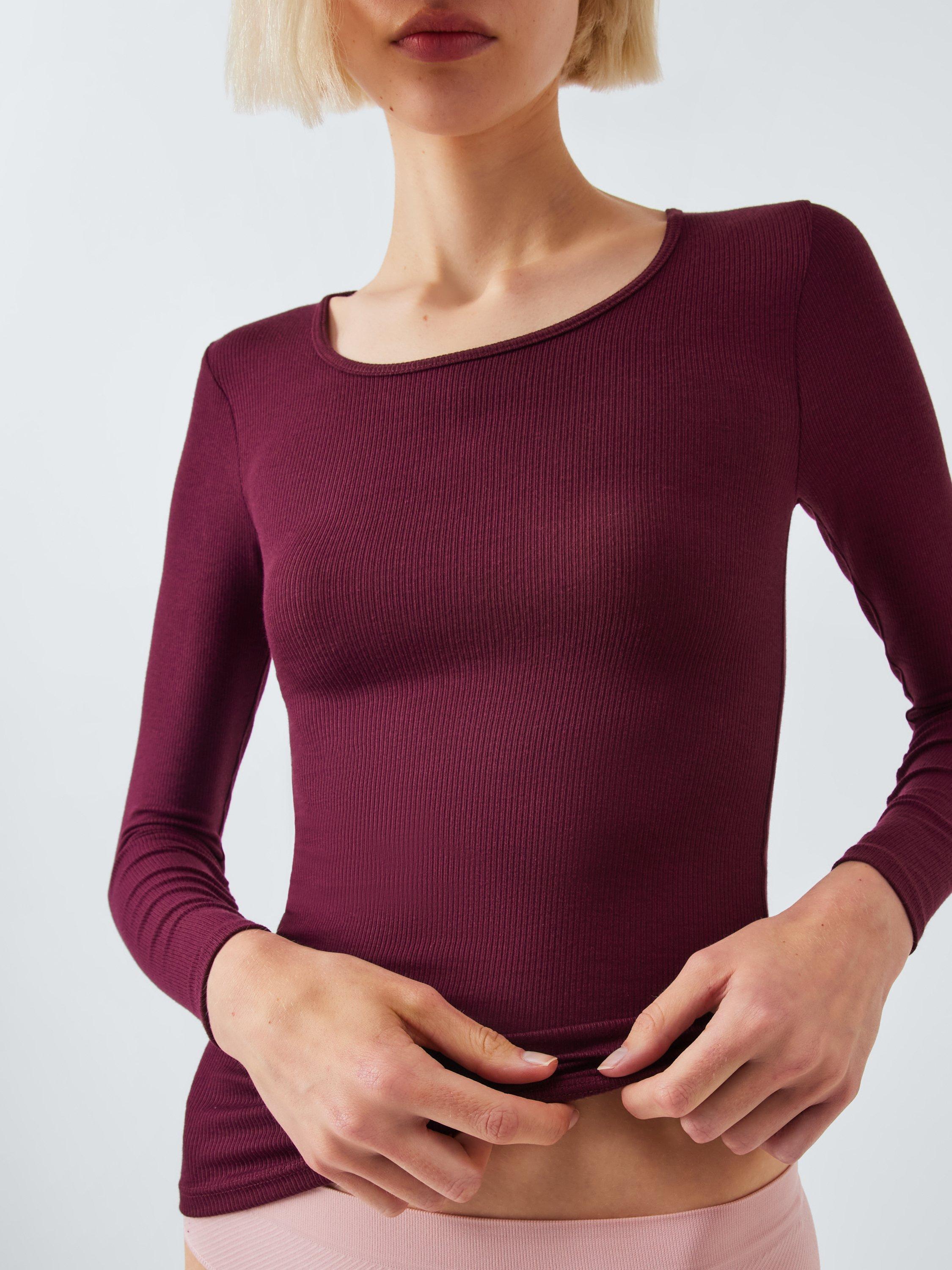Product image 5 of 5, which shows John Lewis Heat Generating Ribbed Long Sleeve Thermal Top, Fig, 8-10