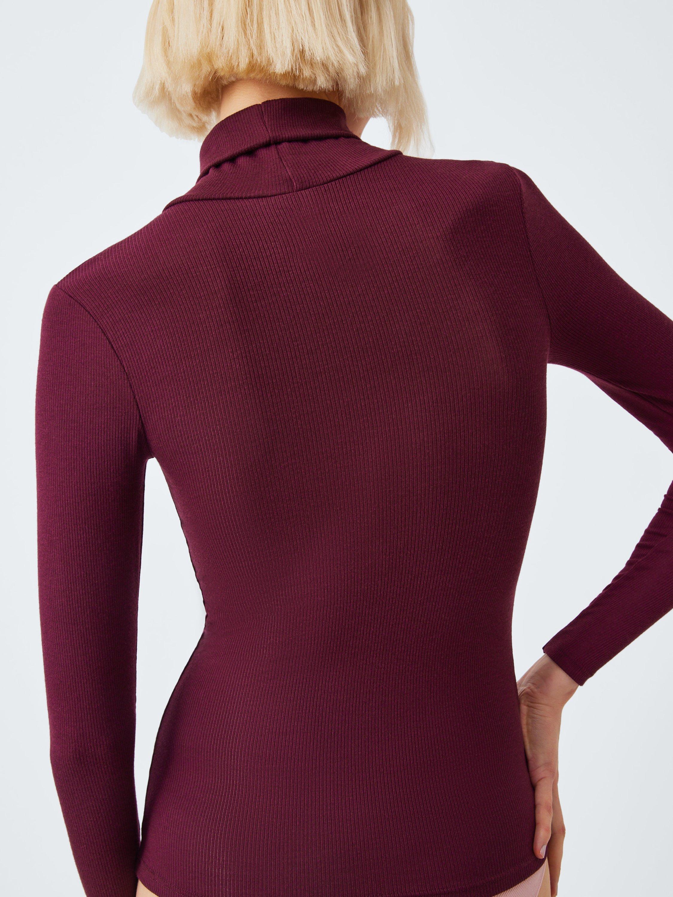 Product image 5 of 5, which shows John Lewis Heat Generating Ribbed Roll Neck Thermal Top, Fig, 8-10