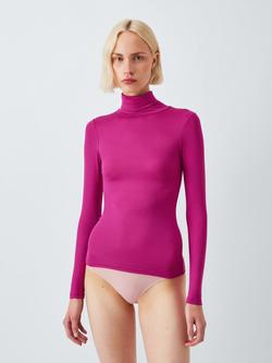 John Lewis Heat Generating Ribbed Roll Neck Thermal Top, Fuchsia