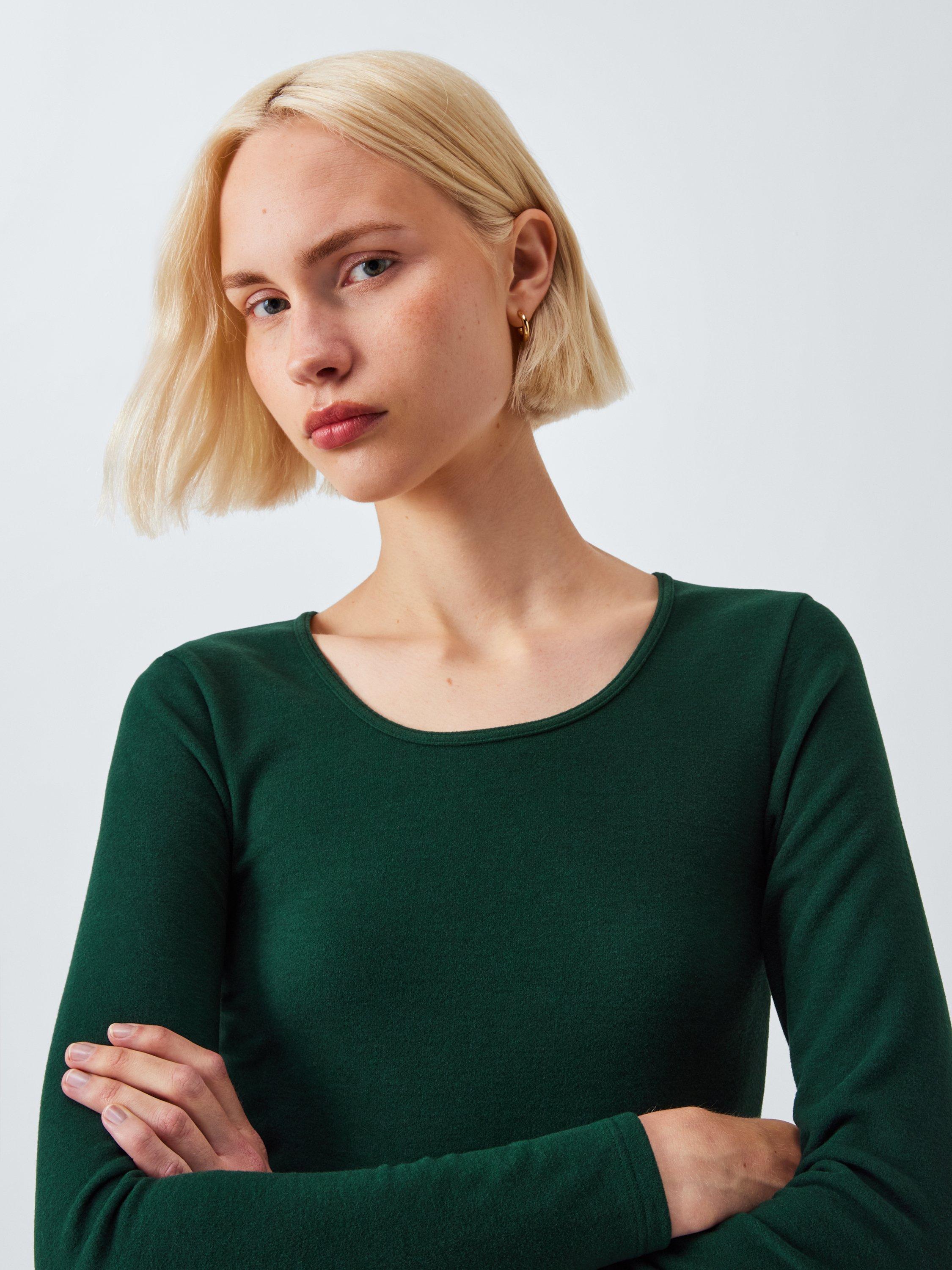 Product image 4 of 5, which shows John Lewis Long Sleeve Thermal Top, Dark Green, 8-10