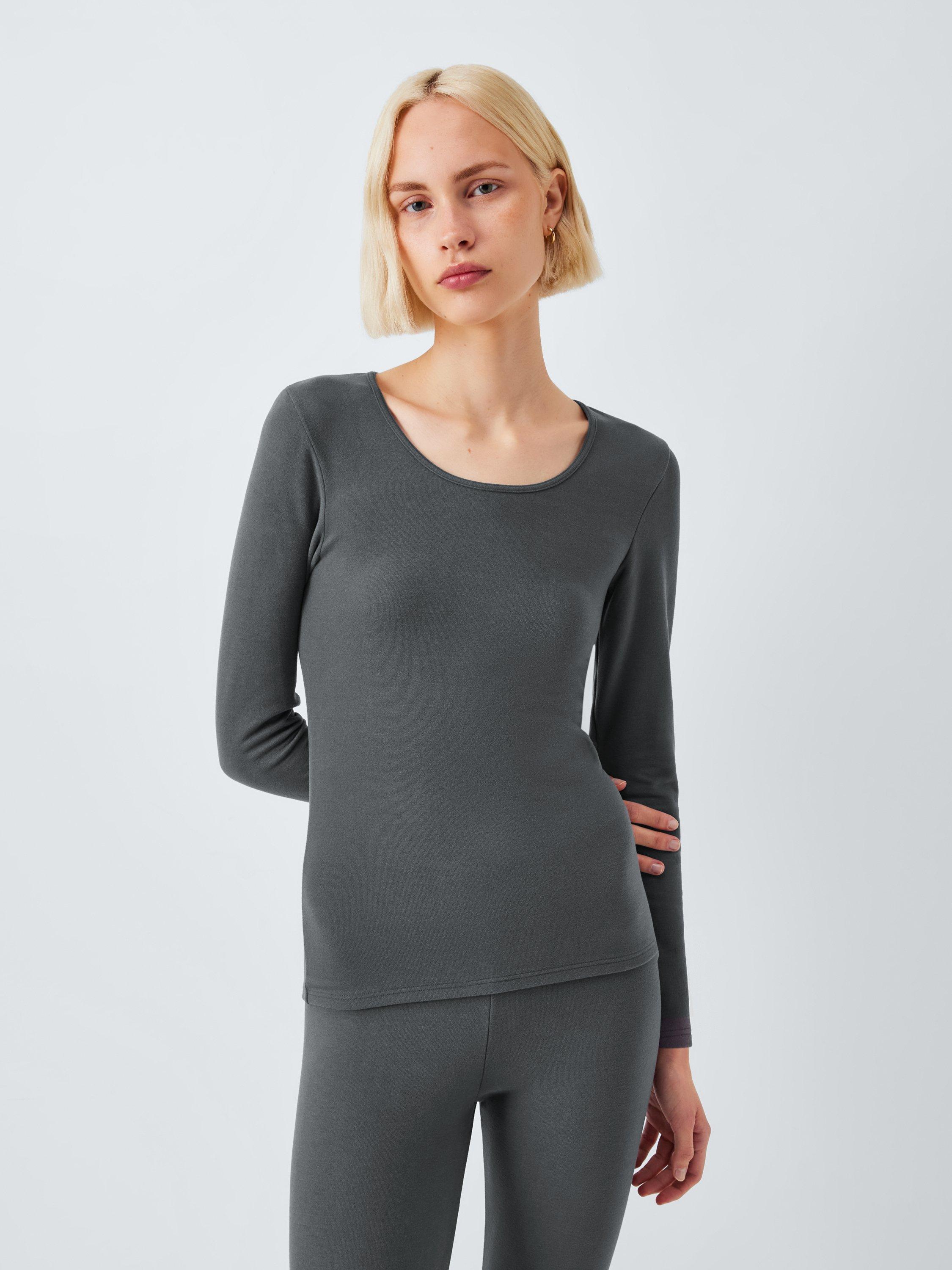 Product image 1 of 6, which shows John Lewis Long Sleeve Thermal Top, Graphite, 8-10