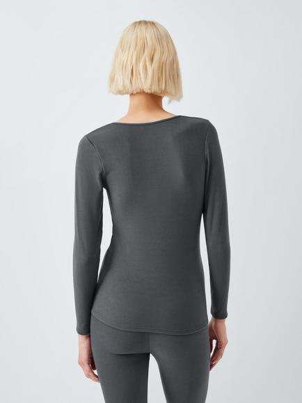 John Lewis Long Sleeve Thermal Top - view 2, Graphite
