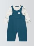 John Lewis Baby Cotton T-Shirt & Dungarees Set, Blue