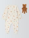 John Lewis Baby Fox Comforter Toy & Sleepsuit Set, White