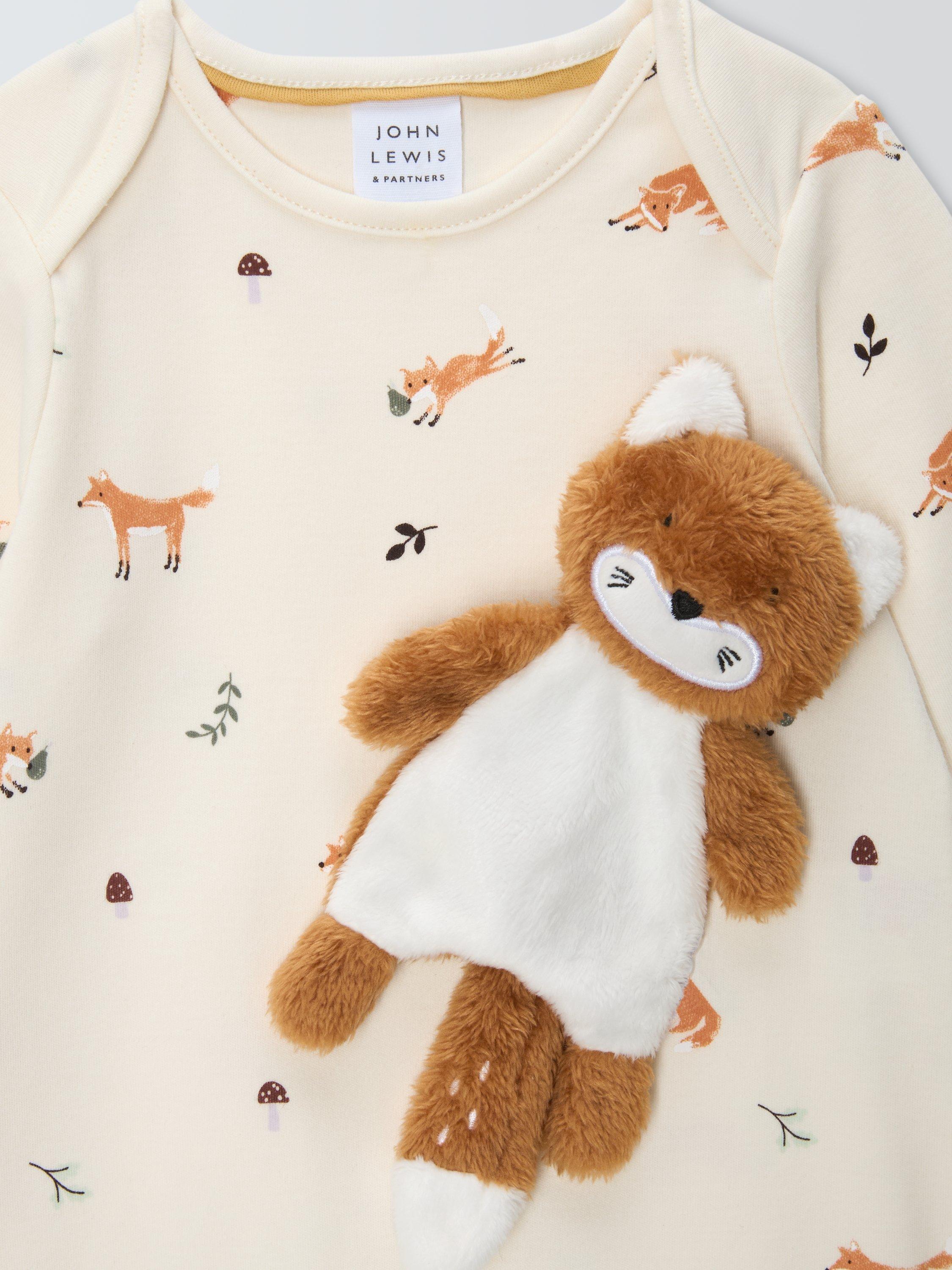 Product image 3 of 3, which shows John Lewis Baby Fox Comforter Toy & Sleepsuit Set, White, 3-6 months