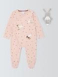 John Lewis Baby Bunny Comforter Toy & Sleepsuit Set, Pink