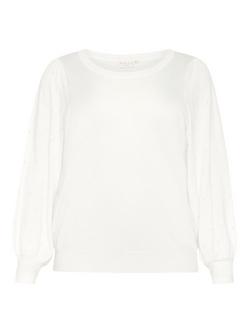 KAFFE Curve Karena Pearl Sleeve Jumper, Chalk, Chalk