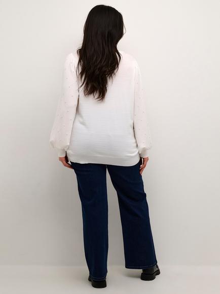 KAFFE Curve Karena Pearl Sleeve Jumper, Chalk - view 2, Chalk