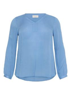 KAFFE Curve Ami V-Neck Long Sleeve Top, Blue, Blue