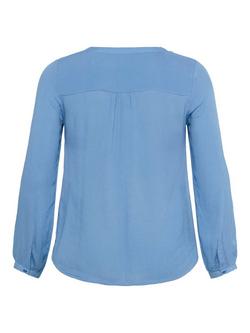KAFFE Curve Ami V-Neck Long Sleeve Top, Blue - view 2, Blue