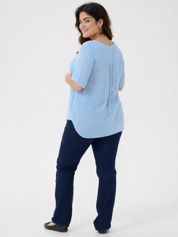 KAFFE Curve Ami V-Neck T-Shirt, Soft Chambray - view 2, Soft Chambray