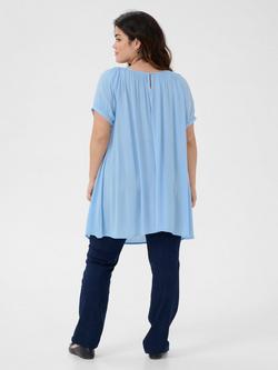 KAFFE Curve Ami Short Sleeve Tunic - view 2, Mid Blue