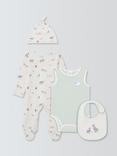 John Lewis Farmyard Home From Hospital Sleepsuit, Bodysuit, Bib and Hat Set, Multi