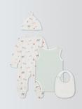John Lewis Farmyard Home From Hospital Sleepsuit, Bodysuit, Bib and Hat Set, Multi