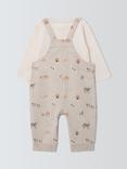 John Lewis Baby Farm Dungarees and Long Sleeve Top Set, Multi
