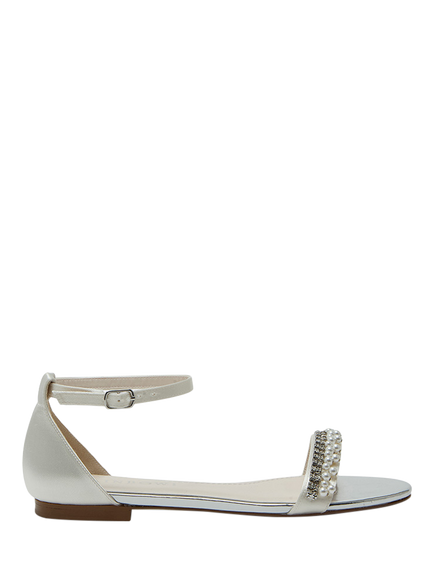 Rainbow Club Amyla Flat Pearl Detail Bridal Sandals, Ivory, Ivory