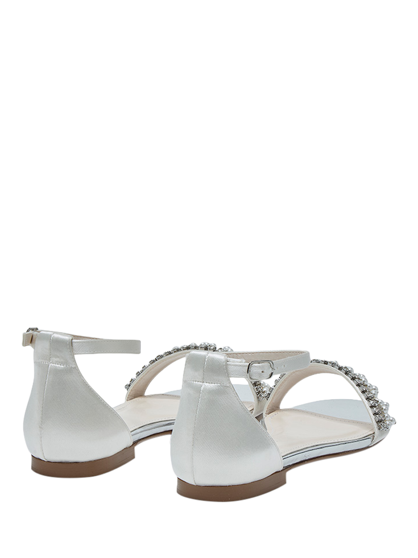 Product image 3 of 4, which shows Rainbow Club Amyla Flat Pearl Detail Bridal Sandals, Ivory, 3S