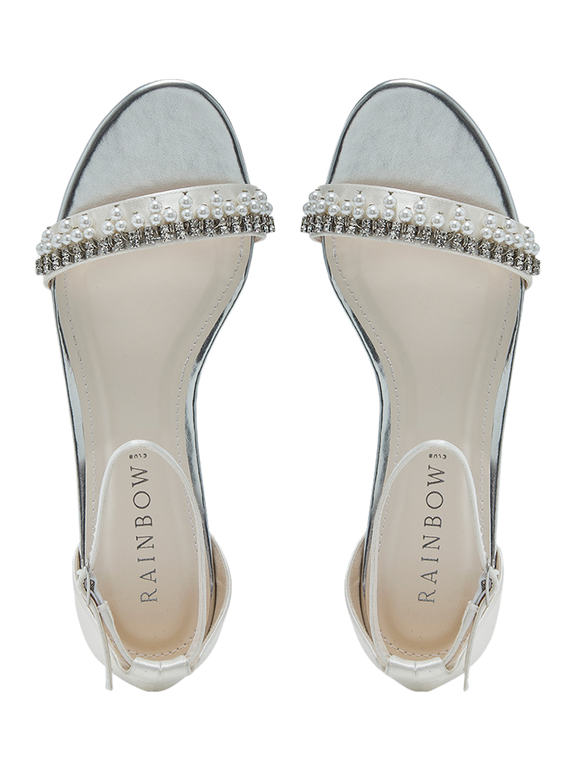 Product image 4 of 4, which shows Rainbow Club Amyla Flat Pearl Detail Bridal Sandals, Ivory, 3S