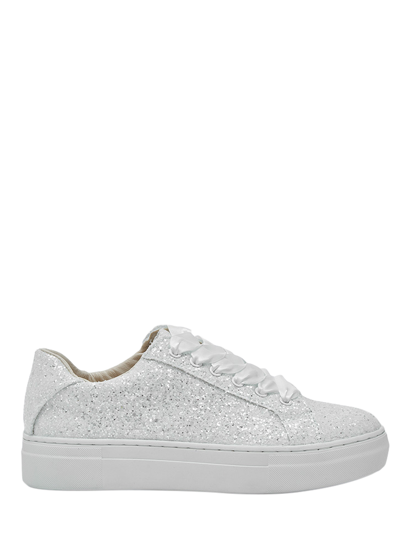 Product image 1 of 4, which shows Rainbow Club Aphaea Glitter Wedding Trainers, Ivory, 3S