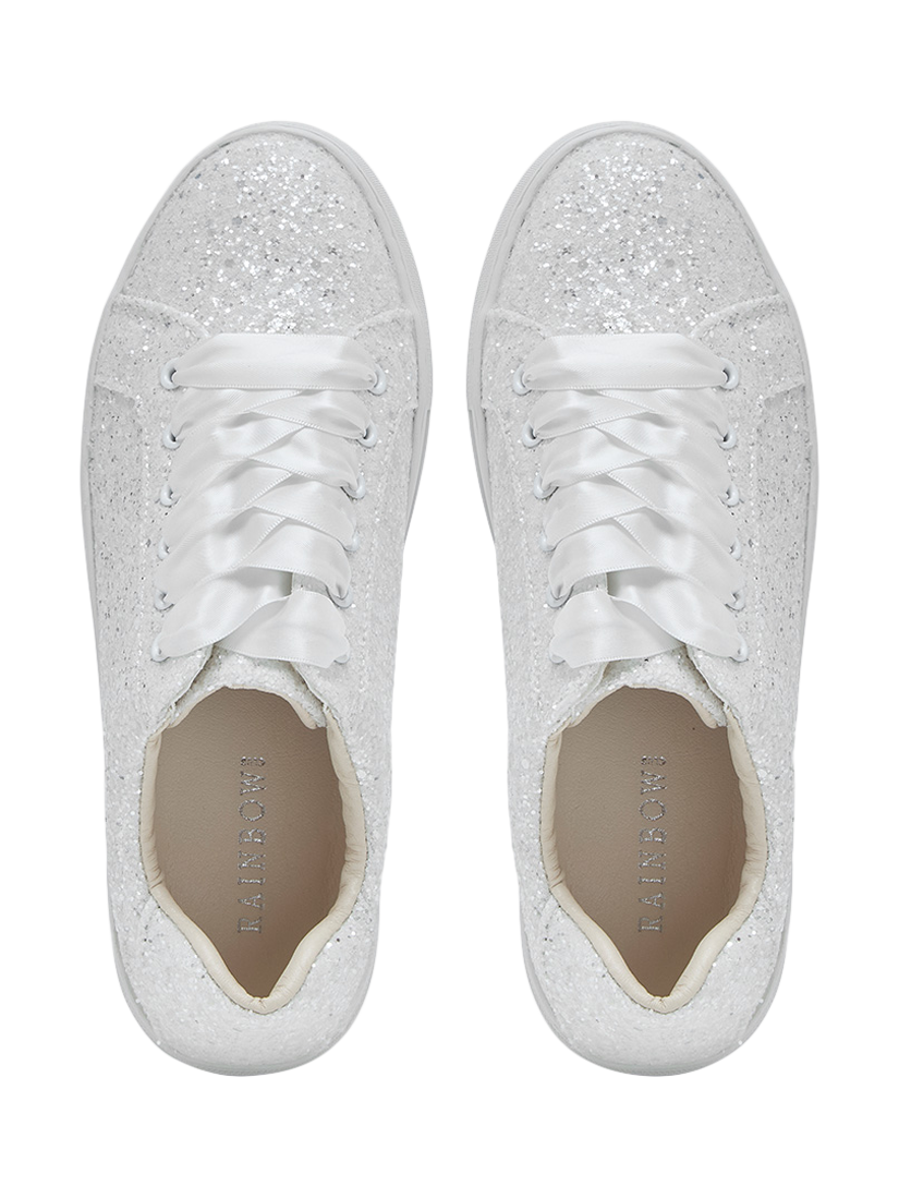 Product image 4 of 4, which shows Rainbow Club Aphaea Glitter Wedding Trainers, Ivory, 3S