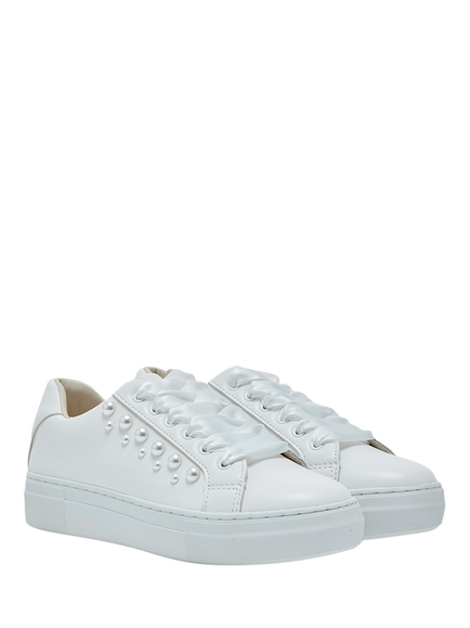 Rainbow Club Aphaea Pearl Detail Wedding Trainers, Ivory - view 2, Ivory