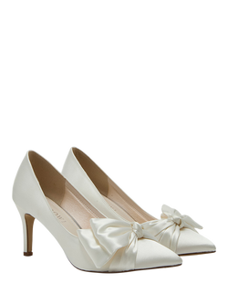 Rainbow Club Arabella Mid Bow Detail Bridal Court Shoes, Ivory - view 2, Ivory