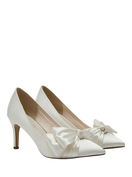 Rainbow Club Arabella Mid Bow Detail Bridal Court Shoes, Ivory - view 2, Ivory