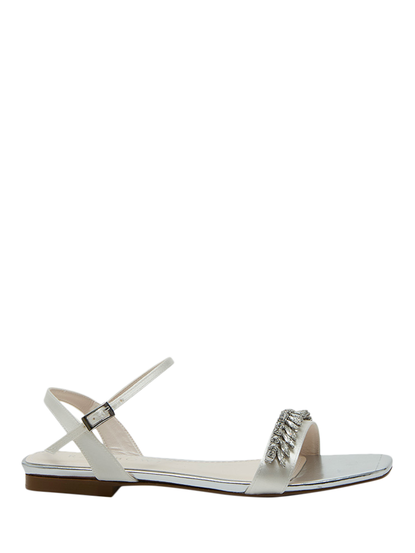 Product image 1 of 4, which shows Rainbow Club Freya Flat Sparkly Wedding Sandals, Ivory, 3S