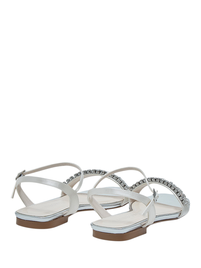 Product image 3 of 4, which shows Rainbow Club Freya Flat Sparkly Wedding Sandals, Ivory, 3S