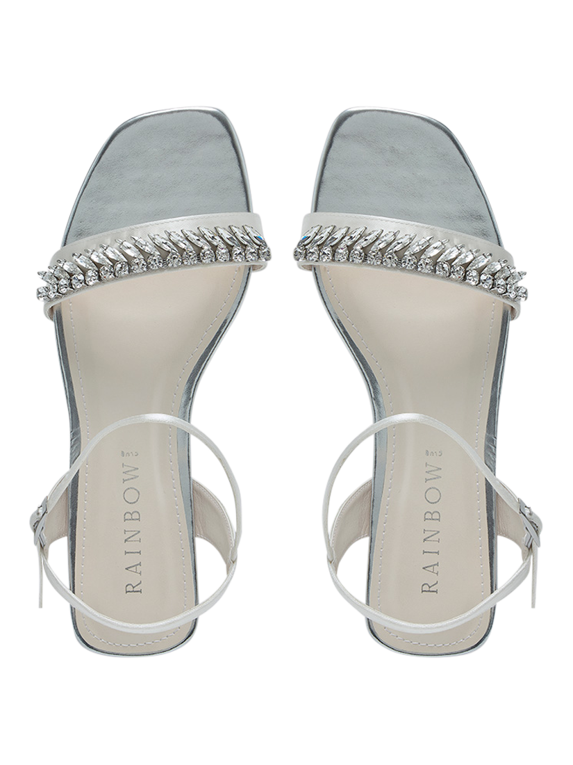 Product image 4 of 4, which shows Rainbow Club Freya Flat Sparkly Wedding Sandals, Ivory, 3S