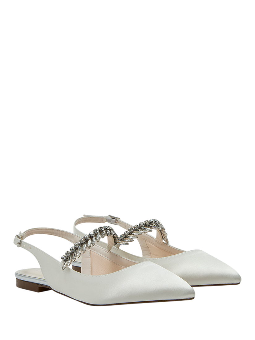 Product image 2 of 4, which shows Rainbow Club Freya Flat Wide Fit Wedding Slingbacks, Ivory, 4S