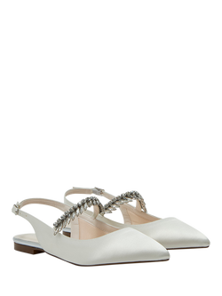 Rainbow Club Freya Flat Wide Fit Wedding Slingbacks, Ivory - view 2, Ivory