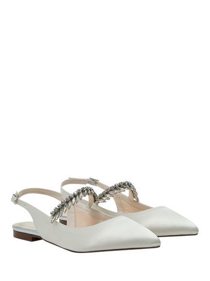 Rainbow Club Freya Flat Wide Fit Wedding Slingbacks, Ivory - view 2, Ivory