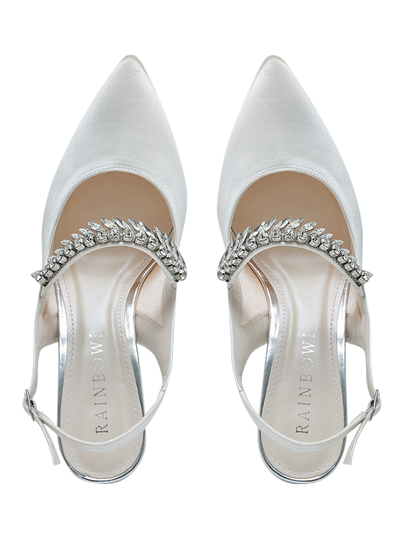 Product image 4 of 4, which shows Rainbow Club Freya Flat Wide Fit Wedding Slingbacks, Ivory, 4S