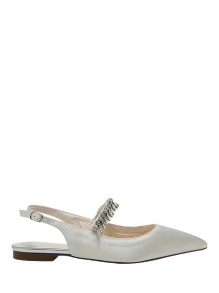 Rainbow Club Freya Flat Sparkly Wedding Slingbacks, Ivory, Ivory